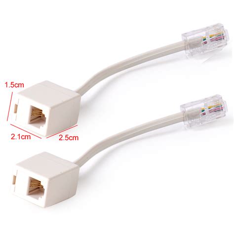 2 Pcs Telephone Rj11 6p4c Female To Ethernet Rj45 8p8c Male Adapter Converter Ebay