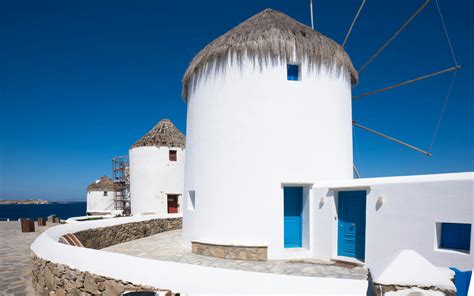 View of Mykonos Windmills, Mykonos, GreeceFree Stock Photo