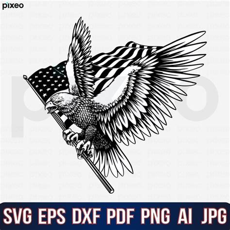 Eagle With American Flag Svg American Flag Svg Eagle Svg Etsy