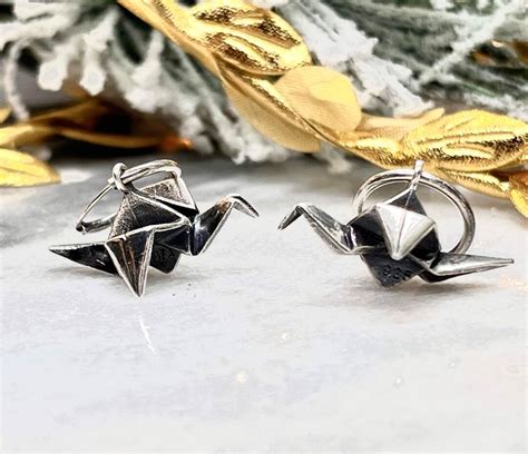 Origami Kranich Sterling Silber Vintage Tropfen Ohrringe Etsy De