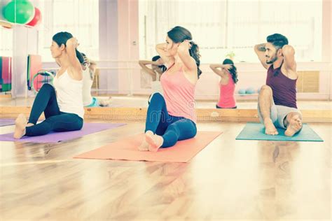 Young People Lead a Healthy Lifestyle, Exercise in Fitness Room Stock Image - Image of mixed ...