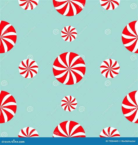 Christmas Round White And Red Candy Sweet Set Seamless Pattern