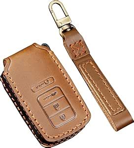 Amazon Hontumax Genuine Leather Button Key Fob Cover Case