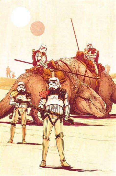 Sandtroopers And Dewback By Stuart Immonen Star Wars Art Star Wars