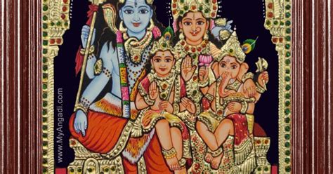 Shiva Parvati Ganesh Murugan Tanjore Painting Shiva Parvati Ganesh