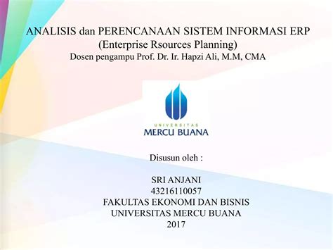 Sim Uas Ppt Sri Anjani Analisis Dan Perancangan Sistem Erp Prof Dr