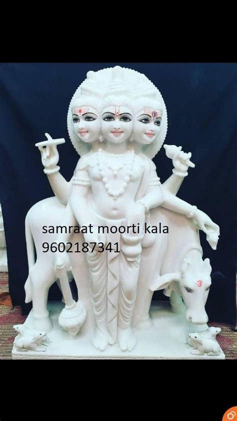 White Plain Marble Dutt Bhagwan Statue For Home Size Feet At Rs