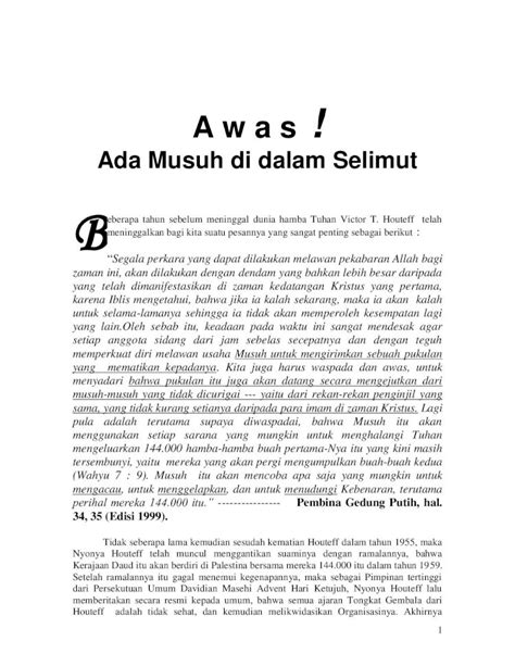 PDF Ada Musuh Di Dalam Selimut B Nubuatan Berbicara Org Segala