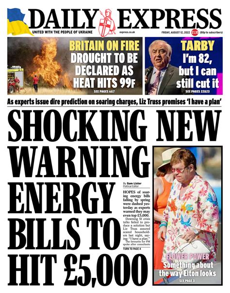 Daily Express Front Page 12th Of August 2022 Tomorrows Papers Today