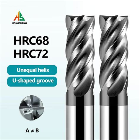 HRC72 CNC Karb R End Mill Tungsten Kesici 4 Fl T 6 8 12 20 I