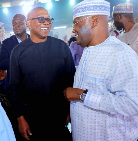 Atiku Abubakar And Peter Obi Embrace Each Other In A Wedding Amid