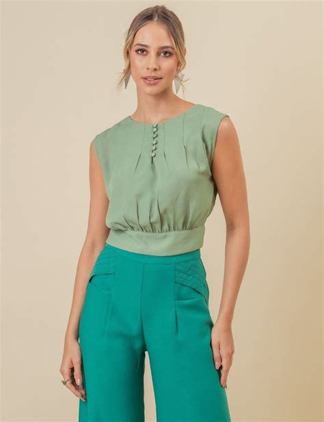 Blusa Cropped Stada Verde Blusinhas Cropped Blusas Femininas Ideias