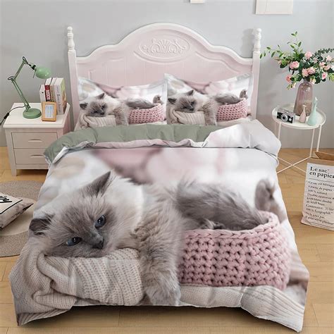 3D Impresso Kitten Pet Cat Bedding Set Para Crian As E Adultos Capa De