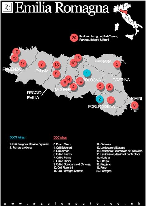 Emilia Romagna Wine Map Doc Docg 1 Colli Bolognesi Classico Pignoletto