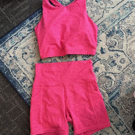Aerie Hot Pink Heathered Set Only Worn Twice Size Depop