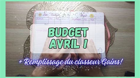 ON REMPLIT MON CLASSEUR GAINS BUDGET AVRIL BUDGET DES ENVELOPPES