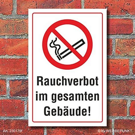 Schild Rauchverbot im gesamten Gebäude Rauchen verboten 3 mm Alu