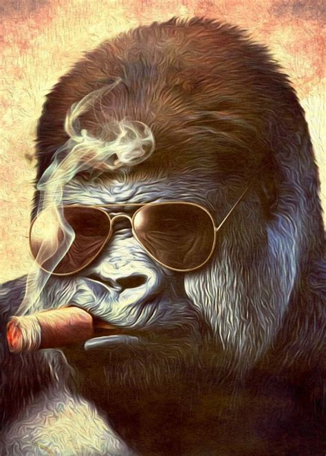 Gorilla Through The Mist Poster Picture Metal Print Paint By