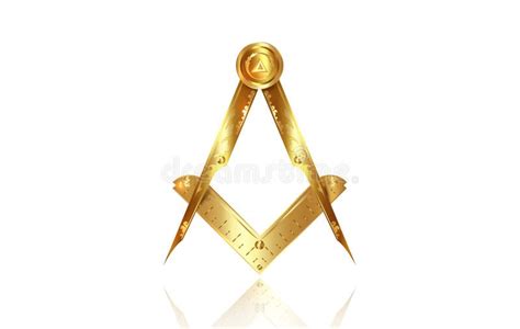 Gold Freemasonry Emblem The Masonic Square And Compass Symbol All Seeing Eye Of God In Sacred