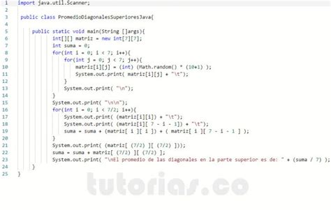 Arrays Java Promedio Diagonales Superiores Matriz Tutorias Co