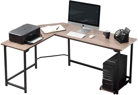 Vecelo L Shaped Corner Computer Desk With Cpu Standpc Laptop Study