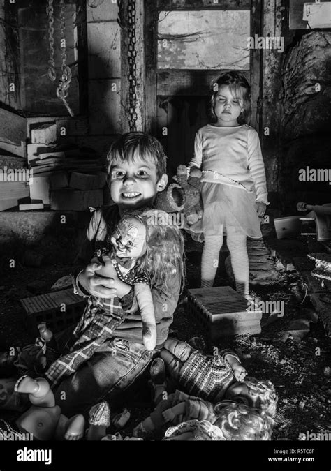 Creepy Doll Black And White Photography