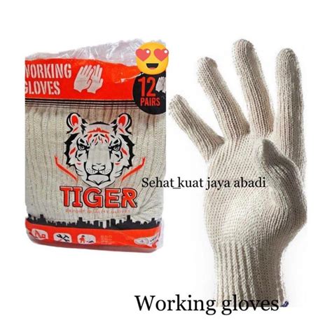 Jual Sarung Tangan Kain Katun Rajut Benang Tiger Perlusin Shopee