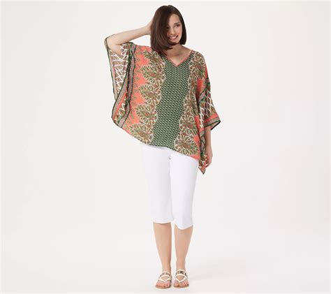 As Is Belle By Kim Gravel Bandana Print V Neck Poncho Qvc