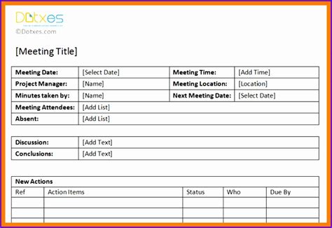 12 Minutes Of Meeting Template Excel - Excel Templates