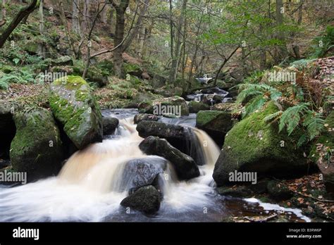 Padley Gorge Waterfall Derbyshire Peak District National Park England