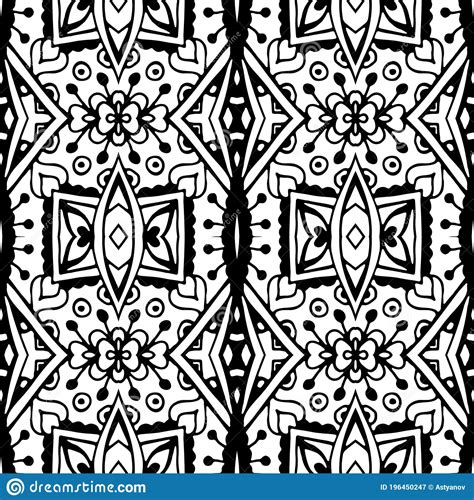 Vector Seamless Pattern African Style Art Batik Ikat Ethnic Black And