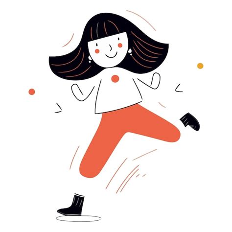 Ilustraci N Vectorial De Una Chica Saltando En El Aire Estilo Plano