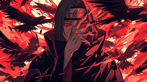 Naruto Itachi with Crows Red Desktop Wallpaper - Itachi Wallpapaer