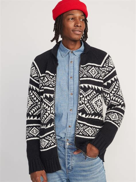 Old Navy Fair Isle Zip-Front Cardigan Sweater for Men - ShopStyle