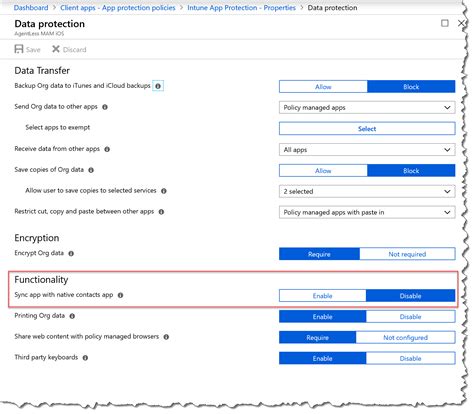 How to manage contact sync in Outlook on IOS and Android with Intune