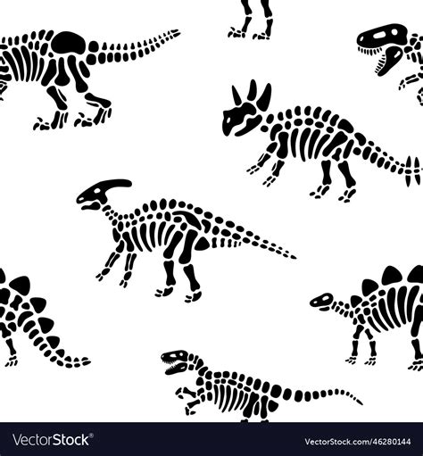 Dinosaur Bones Seamless Pattern Fossils Royalty Free Vector