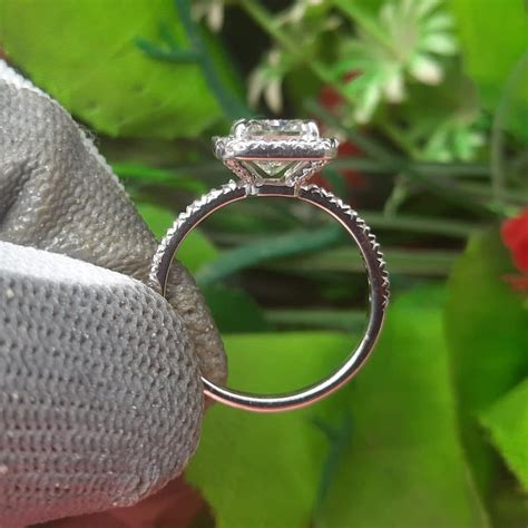 14k White Gold Proposal Ring 2 0 Ct Radiant Cut Halo Moissanite Ring