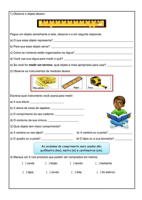 Atividade Medida De Comprimento 1 Ano