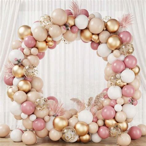 122pcs Set Confetti Retro Apricot Pink White Metal Gold Thickening