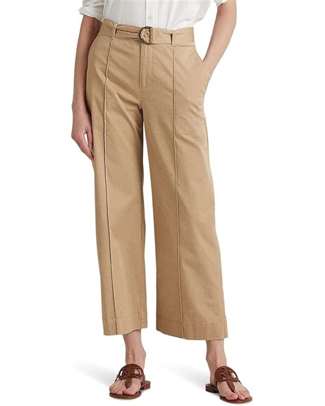 Lauren Ralph Lauren Micro Sanded Twill Belted Wide Leg Pants