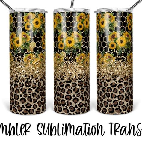 Leopard Sunflower Tumbler Sublimation Transfer Ready To Etsy