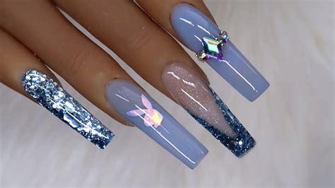 Get The Perfect Party Look With Blue Glitter Acrylic Nails Add Some