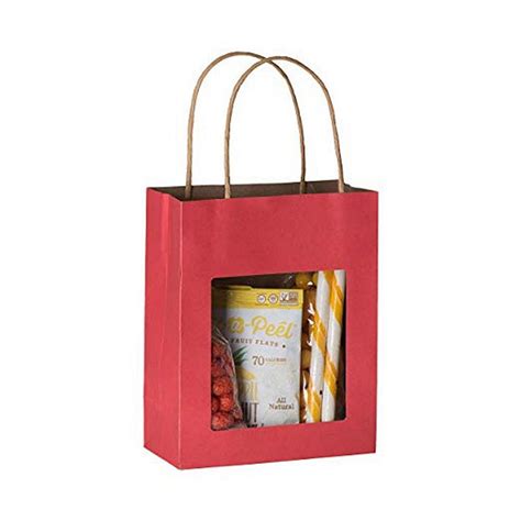 Hammont Red Kraft Paper Bag With Window X X Pack