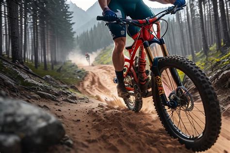 Um Ciclista De Montanha Percorre Uma Estrada De Terra Os N Meros