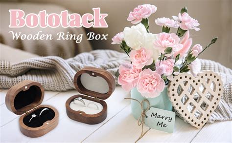 Amazon Bototack Wooden Ring Box Wedding Ring Box Holder For