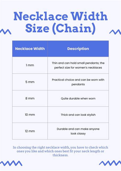 Necklace Width Size Chart In Illustrator Pdf Download