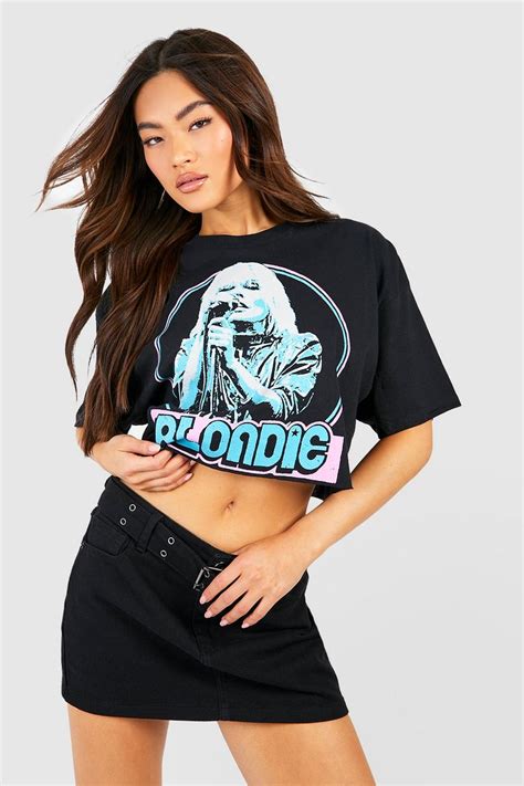 Womens Blondie Cropped License Band T Shirt Boohoo Uk