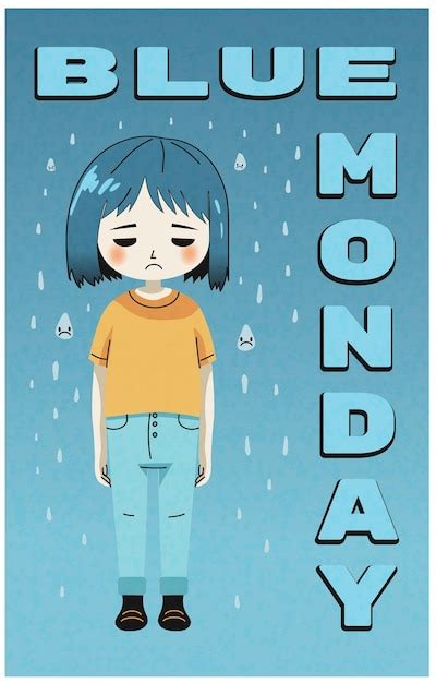 Premium Vector | Sad character in the rain Blue Monday illustration