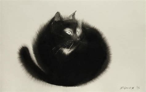 Ethereal Watercolor And Black Ink Cats That Fade Into The Canvas By