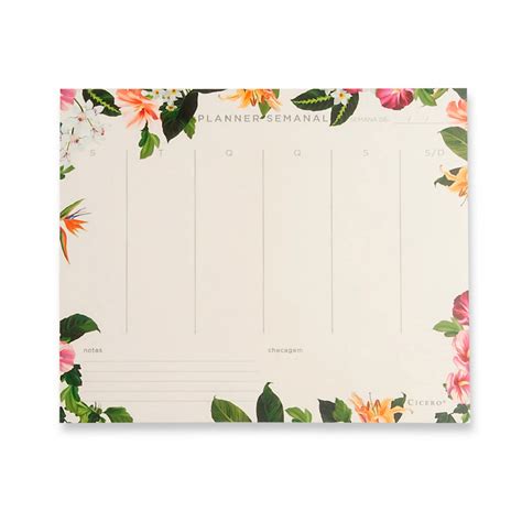 Bloco Planner De Mesa Semanal Tropical Shopee Brasil